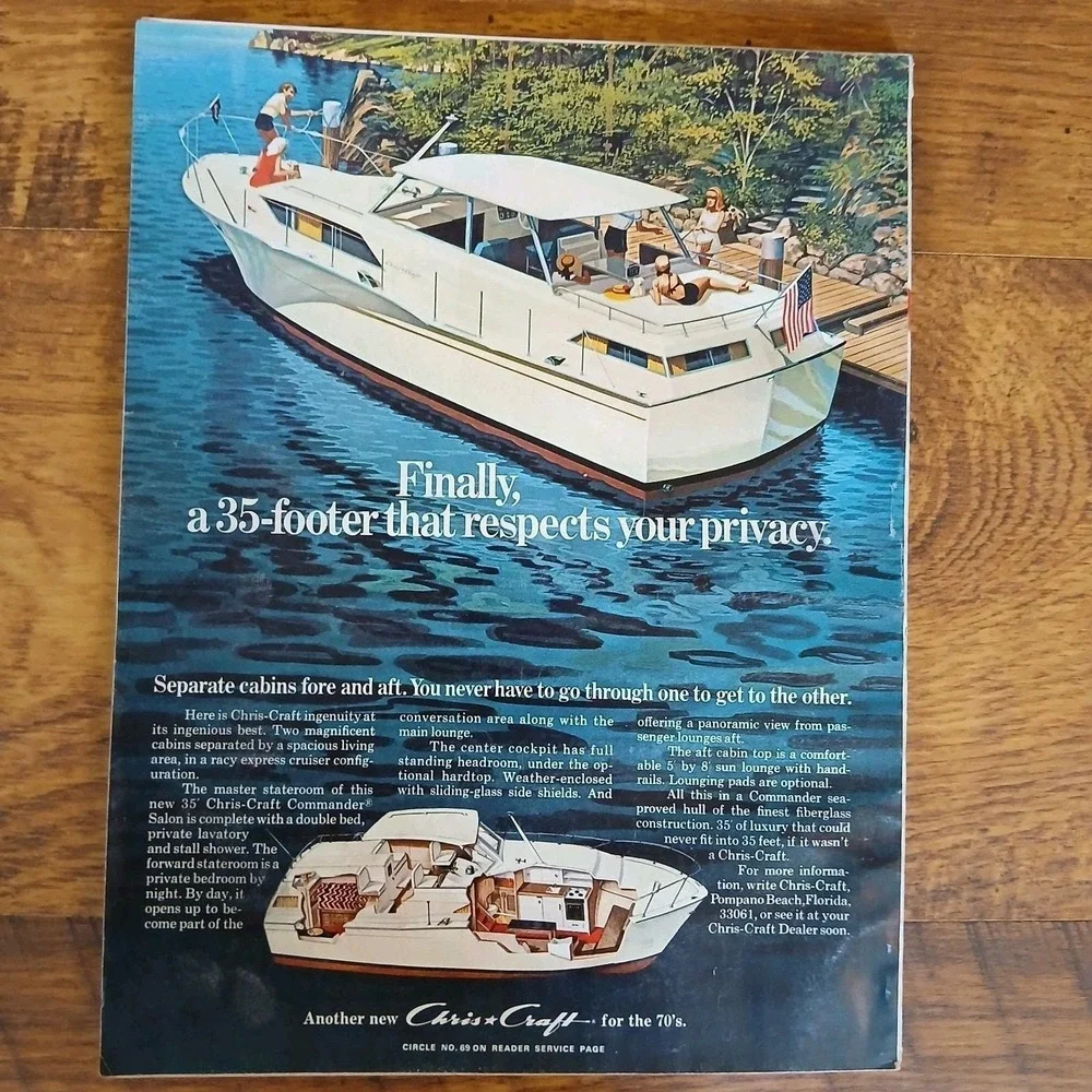 Lot Of 4 Vintage Boating Magazines 1970-1971 With Boat Show Issue Water Sailing